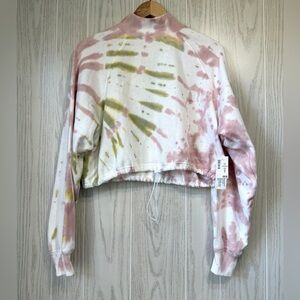 Aeropostale Junior Cropped Mock Neck Tie Dye Sweatshirt With Cinched Hem Size S